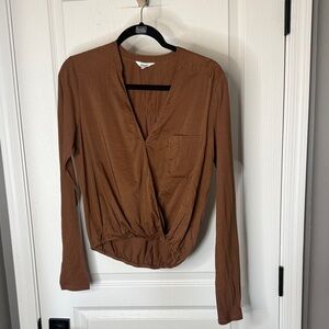 Splendid Brown Women's Wrap Blouse